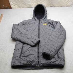 Under Armour Jacket Youth XL Gray ColdGear Reactor Hooded Loose Storm 2 Puffer‎